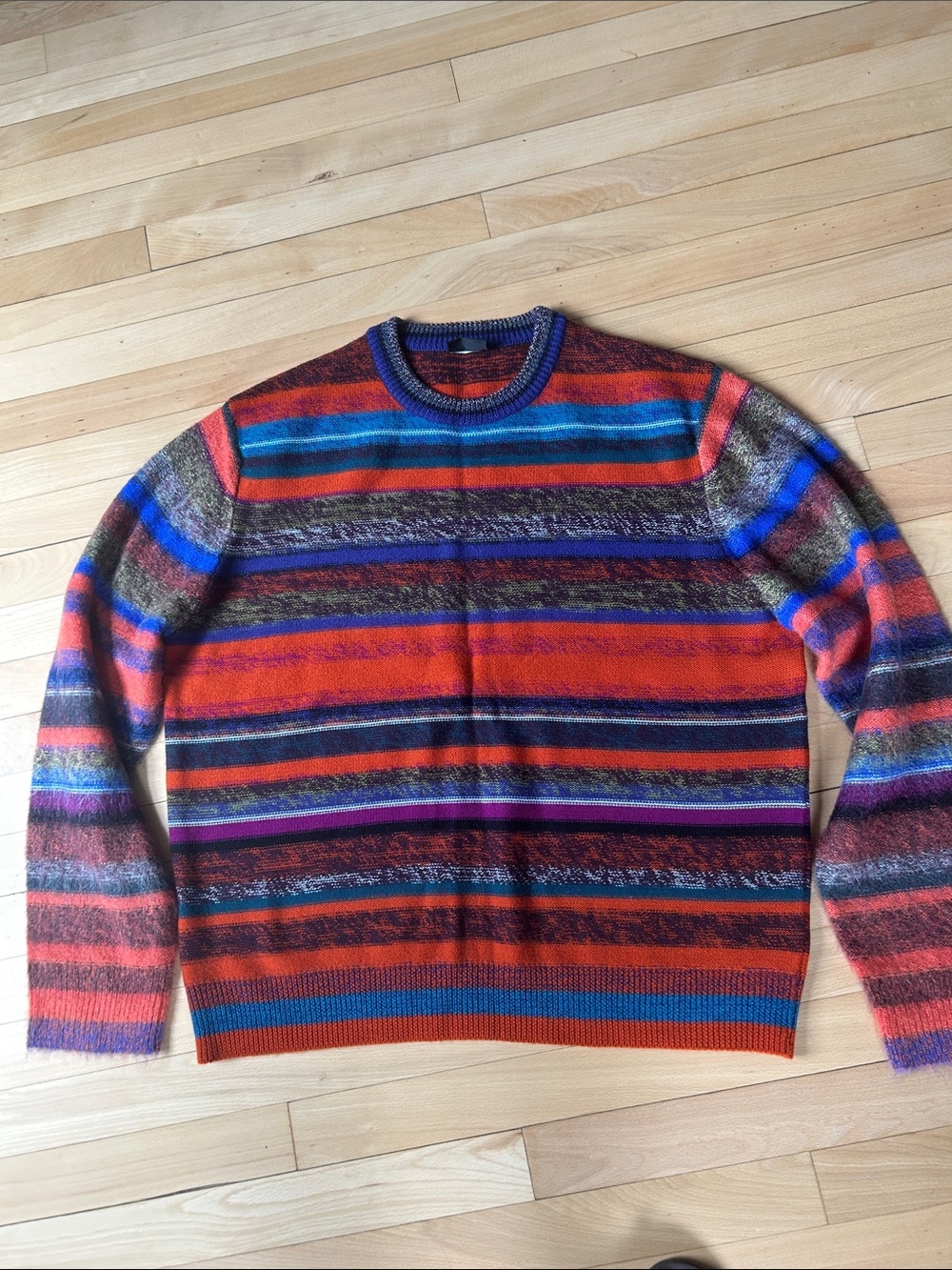 Paul Smith Bright Striped Crewneck Sweater in Orange, Blue, Purple